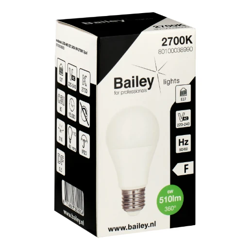 Bailey EcoBasic E27 led-lamp 2700K 510lm 110mm 200° 220 - 240V opaal wit 80100038990