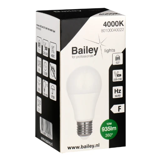 Bailey EcoBasic E27 led-lamp 4000K 935lm 110mm 200° 220 - 240V opaal wit 80100040022