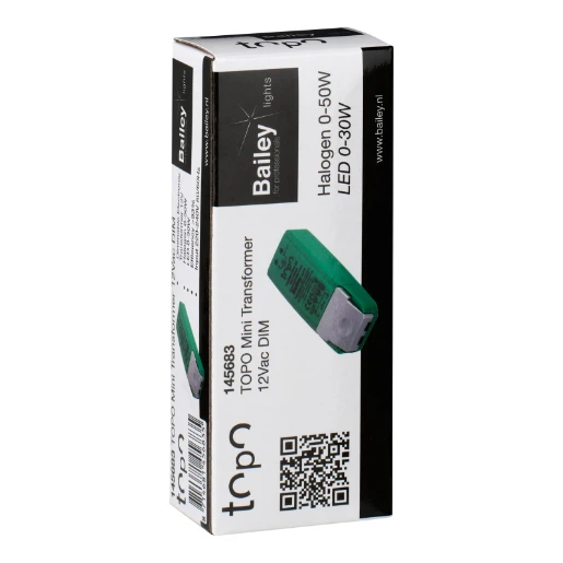 Bailey Topo Mini transformer ac halogeen 0-50w / led 0-30w elektronische trafo 109x42x25mm0 - 50W 11.5V dimbaar 145683