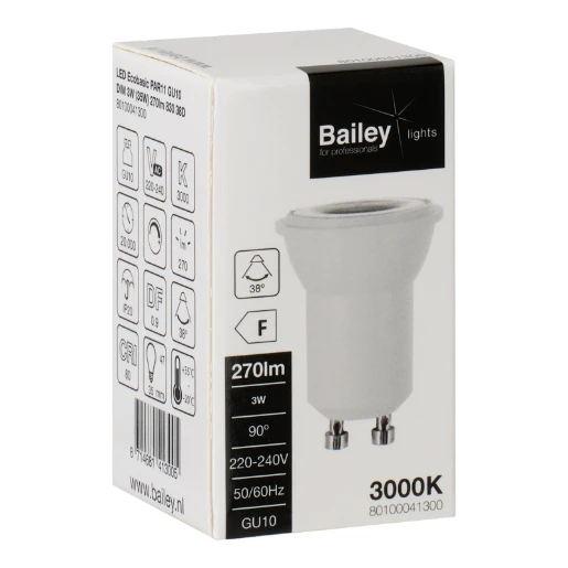 Bailey Ecobasic Led spot GU10 led-lamp 830 3000K 270lm 47mm 38° 220 - 240V dimbaar faseaansnijding faseafsnijding prisma wit 80100041300