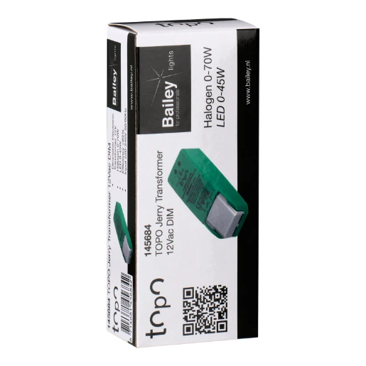Bailey Topo Jerry transformer ac halogeen 0-70w / led 0-45w elektronische trafo 113x44x28mm0 - 70W 11.5V dimbaar 145684