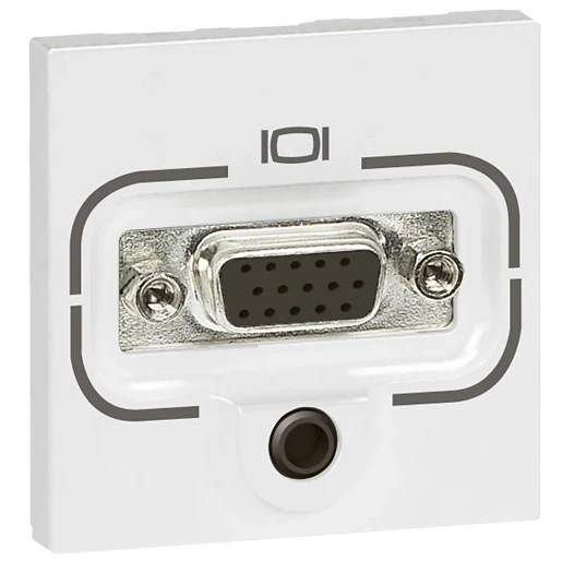 Legrand Mosaic LGR HD15 fem + Jack 3,5mm 15-polig Sub-D Basiselement met centrale afdekplaat 1 connector Zonder label wit 078774