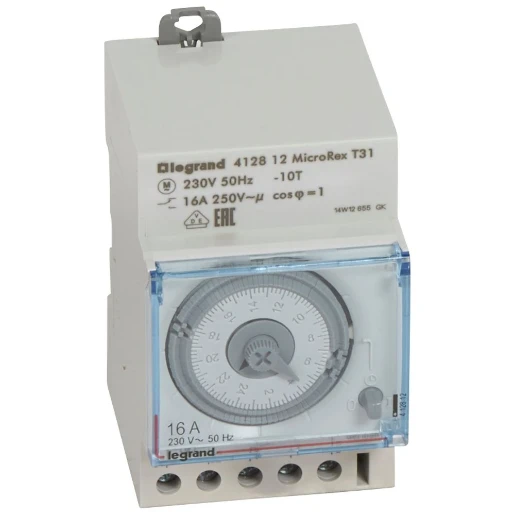 Legrand analoge tijdschakelklok paneelbouw AC DIN-rail 16A 230V 1 kanaal 412812