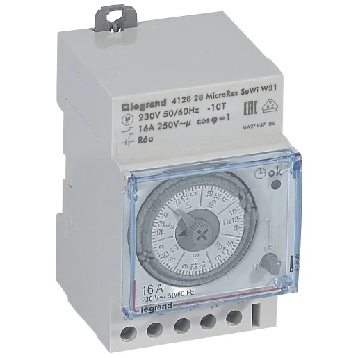 Legrand tijdschakelklok analoog paneelbouw AC DIN-rail 17A 230V 1 kanaal 412828