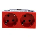 Legrand Mosaic wandcontactdoos 45° 2x 2-polig positioneerpen moduledrager 16A 250V RA KV Glanzend rood RAL 3021 IP40 077281
