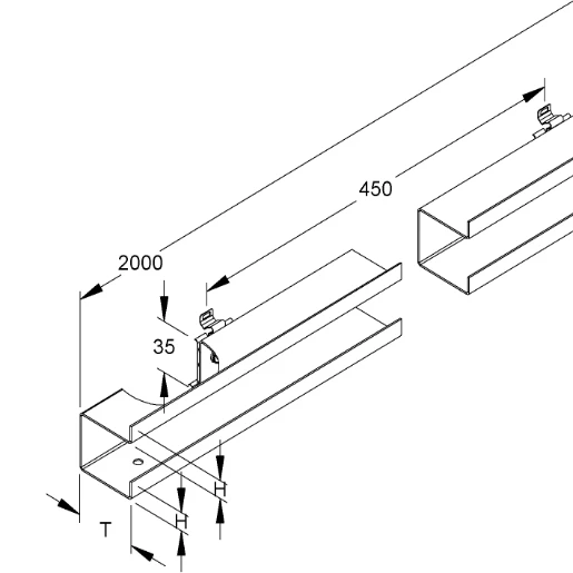 Niedax GKU \ DKU scheidingsschot wandgoot 2000x60mm kunststof PVC 131956