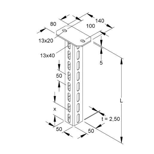 Niedax HU pendel (kabeldraagsysteem) u-profiel 306x50x50mm thvz 150133