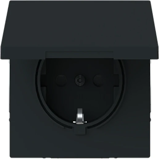 ABB Busch-Jaeger Art linear wandcontactdoos kv kd centraalplaat inbouw 16A 250V RA Mat zwart RAL 9005 IP20 2CKA002018A1582