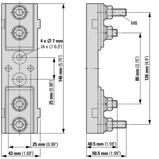 Eaton ZEKERINGHOUDER HOGE SNELHEID 400 A AC 1000 V DIN 00 DIN 000 DIN