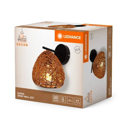 Ledvance Decor Bamboo Paper Drop Wall E27 armatuur 160x186mm Steekklem beige 4058075840805