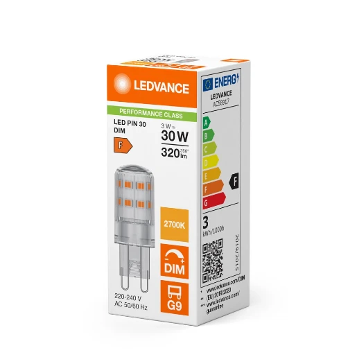 Ledvance Pin 30 G9 led-lamp 2700K 320lm 49mm 300° 220V faseaansnijding faseafsnijding Helder glas meerkleurig 4099854248788