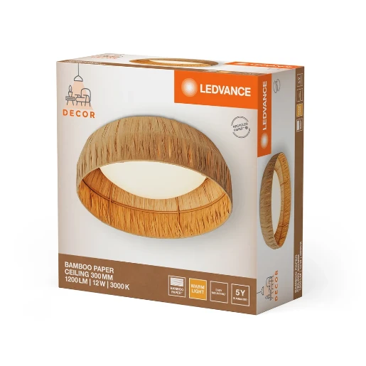 Ledvance Decor Bamboo Paper armatuur 3000K 400lm 300mm Ø300mm Steekklem bruin 4058075840706