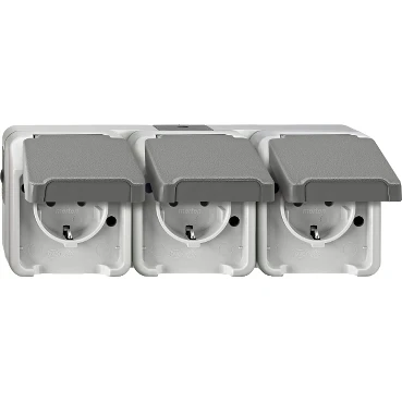 Merten Aquastar - WCD - Opbouw - 3-voudig - Horizontaal - Grijs