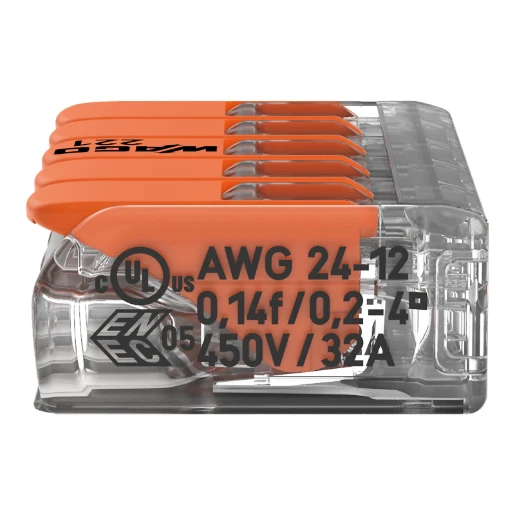 Wago Verbindingsklem compact 5x4mm² transparant