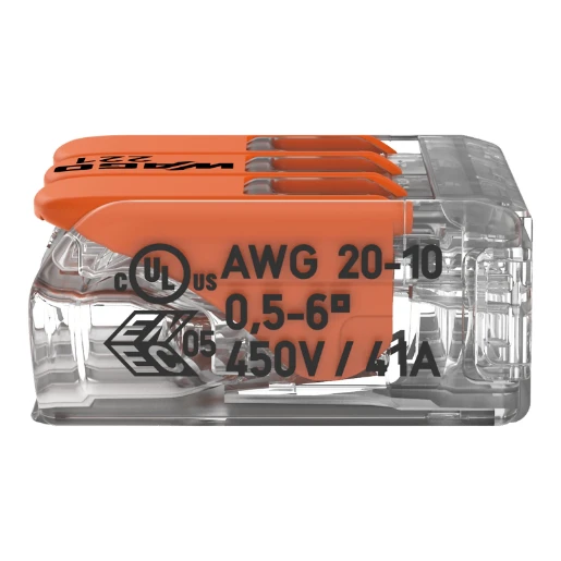 Wago Verbindingsklem compact 3x6mm² transparant