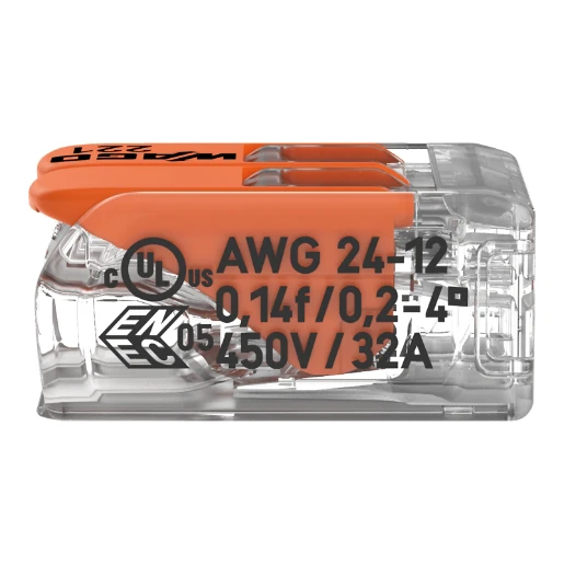 Wago Verbindingsklem compact 2x4mm² transparant