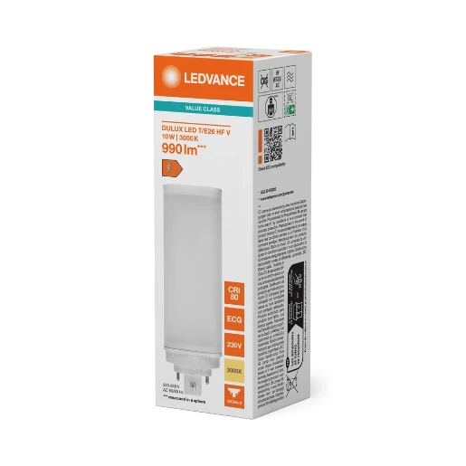 Ledvance Value Dulux T/E led-lamp hf ac mains 3000K 990lm 140mm 120° 220V gematteerd wit 4058075822290