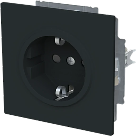 ABB Busch-Jaeger Art linear Wandcontactdoos Schuko inbouw 16A 250V RA Mat zwart RAL 9005 IP20 2CKA002013A5492