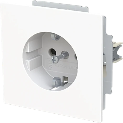 ABB Busch-Jaeger Art linear wandcontactdoos kv centraalplaat plat safety+ inbouw 16A 250V RA Mat wit RAL 9016 IP20 2CKA002013A5522