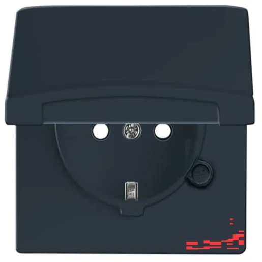 ABB Busch-Jaeger wandcontactdoos inbouw 16A 250V RA KV Glanzend antraciet RAL 7021 IP44 2CKA002064A0295