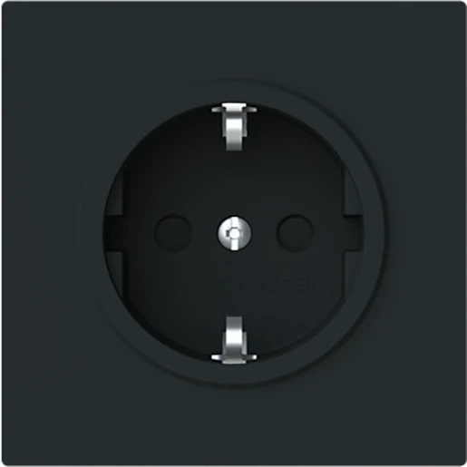ABB Busch-Jaeger Art linear Wandcontactdoos Schuko inbouw 16A 250V RA Mat zwart RAL 9005 IP20 2CKA002013A5492
