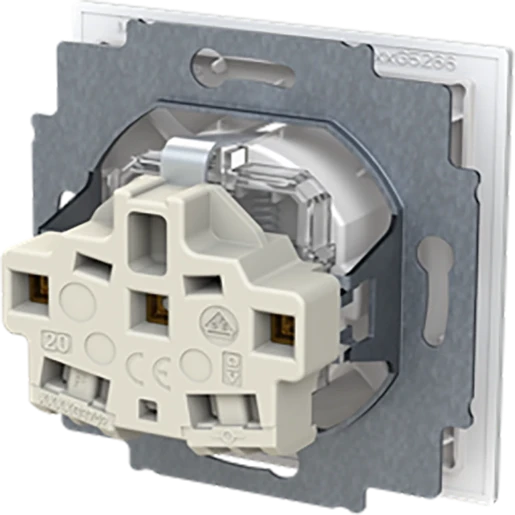 ABB Busch-Jaeger Art linear wandcontactdoos kv centraalplaat safety inbouw 16A 250V RA Glanzend wit RAL 9016 IP20 2CKA002013A5497