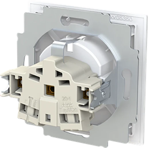 ABB Busch-Jaeger Art linear wandcontactdoos kv centraalplaat plat safety+ inbouw 16A 250V RA Mat wit RAL 9016 IP20 2CKA002013A5522