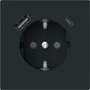 ABB Busch-Jaeger Art linear wandcontactdoos kv inbouw 16A 230V RA Mat zwart RAL 9005 IP20 2CKA002011A6322