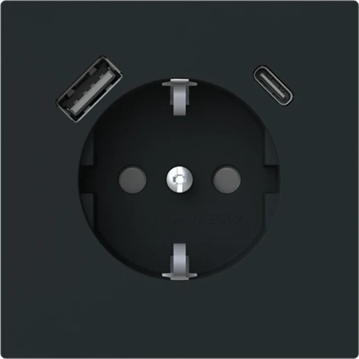 ABB Busch-Jaeger Art linear wandcontactdoos kv inbouw 16A 230V RA Mat zwart RAL 9005 IP20 2CKA002011A6322