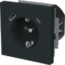 ABB Busch-Jaeger Art linear wandcontactdoos kv inbouw 16A 230V RA Mat zwart RAL 9005 IP20 2CKA002011A6322