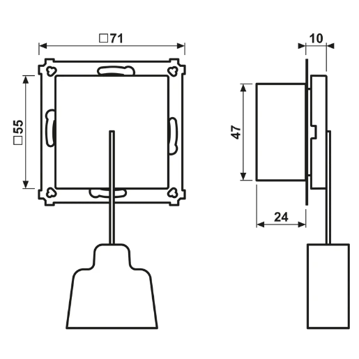 Jung AS range miva nood trekschakelaar a(s)500 trekcontact 55x55mm wit IP20 NRSAS0834ZTWW