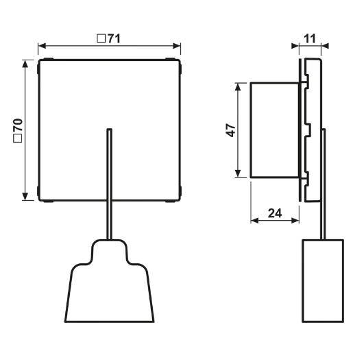 Jung LS range Miva trekimpulsgever LC32011 trekcontact 70x70mm IP20 NRSLC0834ZT203