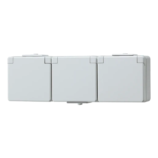 Jung WG 600 wandcontactdoos onderkast opbouw 16A 250V RA Glanzend grijs RAL 7035 IP44 623NW