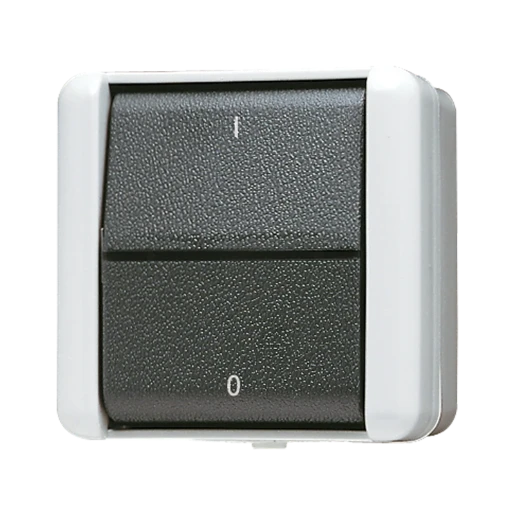 Jung WG 800 wipschakelaar met onderkast Tweepolige schakelaar opbouw grijs RAL 7035 IP44 802W