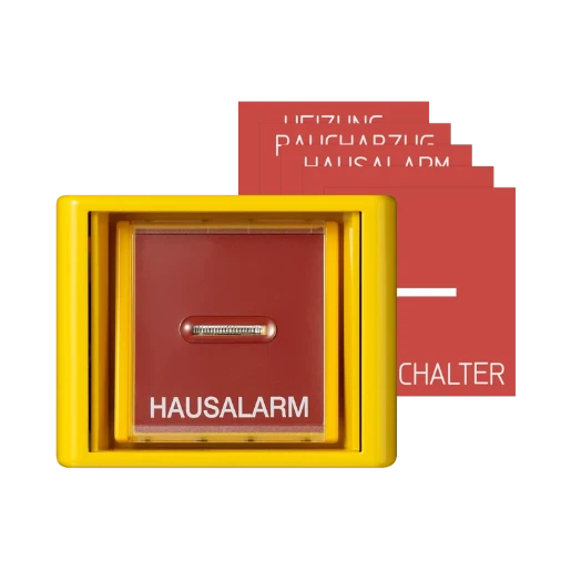 Jung AS range centraalplaat + glas en impulsdrukker a(s)500 enkele wip geel RAL 1023 AS561GLGE