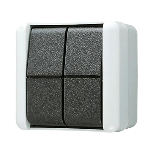 Jung WG 800 impulsdrukker met onderkast maakcontact opbouw serie drukcontact Wip Glanzend grijs RAL 7035 835W