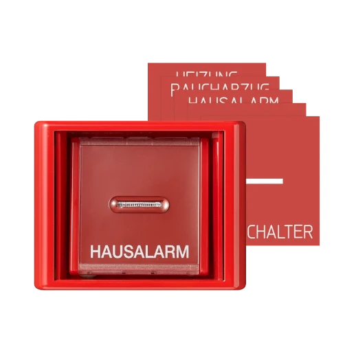 Jung AS range centraalplaat + glas en impulsdrukker a(s)500 enkele wip rood RAL 3003 AS561GLRT