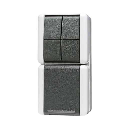 Jung WG 800 combinatie wandcontactdoos serie + ra wissel opbouw grijs IP44 875W