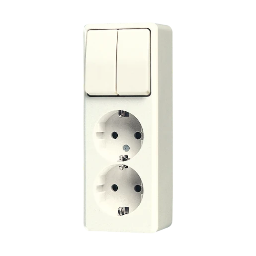 Jung AP 600 combinatie wandcontactdoos serie + ra opbouw Enkel drukcontact wit IP20 625A