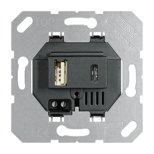 Jung usb-laadcontactdoos 100V 3000mA inbouw 5V 1 USB A 1 USB C zwart USB15CASW