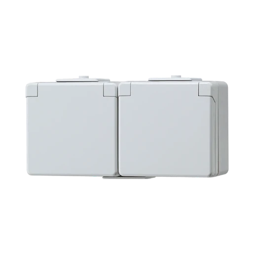 Jung WG 600 wandcontactdoos onderkast opbouw 16A 250V RA Glanzend grijs RAL 7035 IP44 622NW