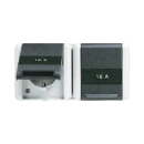 Jung WG 800 wandcontactdoos onderkast opbouw 16A 250V RA Glanzend grijs RAL 7035 IP44 8220NAW