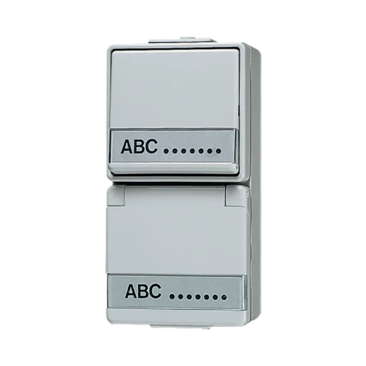 Jung WG 600 combinatie wandcontactdoos + ra + tekstveld wissel opbouw grijs IP44 676NAW