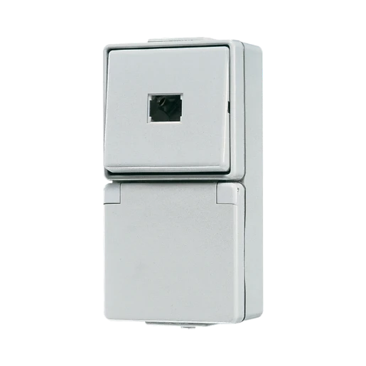 Jung WG 600 combinatie wandcontactdoos opbouw grijs IP44 671W