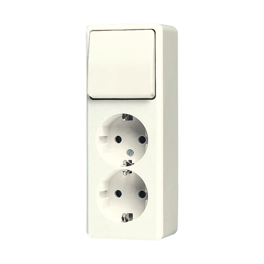 Jung AP 600 combinatie wandcontactdoos wissel + ra opbouw Wisselschakelaar wit IP20 626A