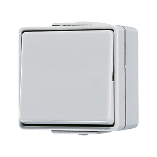 Jung WG 600 wipschakelaar met onderkast Wisselschakelaar opbouw grijs RAL 7035 IP44 606W