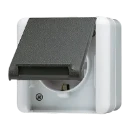 Jung WG 800 wandcontactdoos onderkast opbouw 16A 250V RA Glanzend grijs RAL 7035 IP44 820W