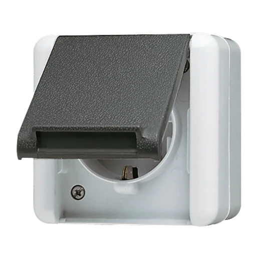 Jung WG 800 wandcontactdoos onderkast opbouw 16A 250V RA Glanzend grijs RAL 7035 IP44 820W