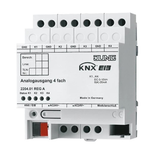 Jung Analoge uitgang KNX 4-voudig KNX DIN-rail 2204.01REGA