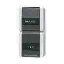 Jung WG 800 combinatie wandcontactdoos wissel + ra + tekstveld opbouw grijs IP44 876NAW